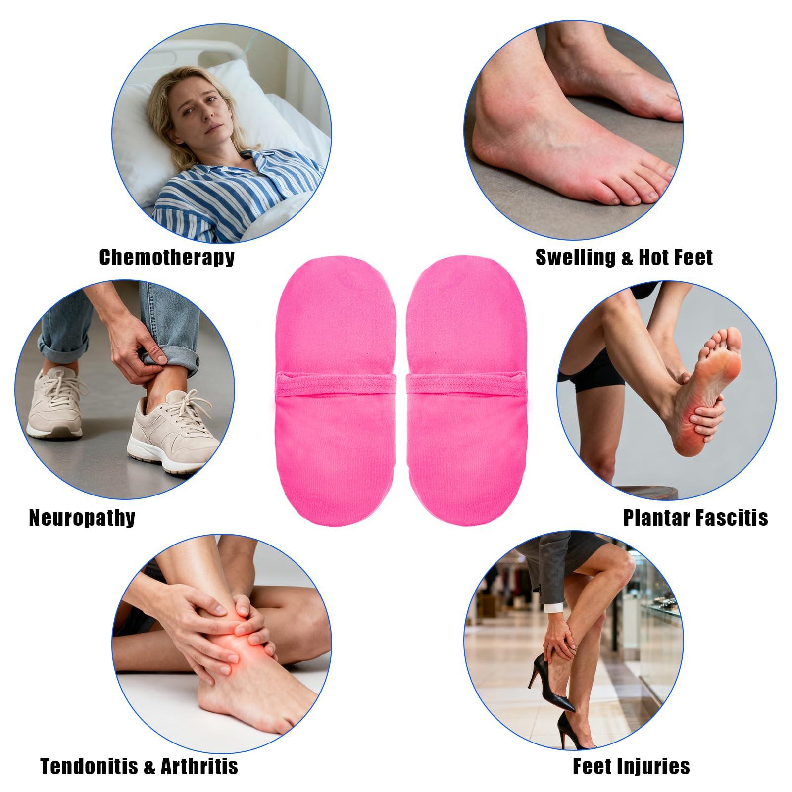 coldpa Reusable Cold Therapy Socks, Gel Ice Pack for Feet Heels Injuries Swelling, Hot and Cold Therapy Socks for Plantar Fasciitis Neuropathy Chemotherapy Pain Relief for Foot Ankle (Pink)