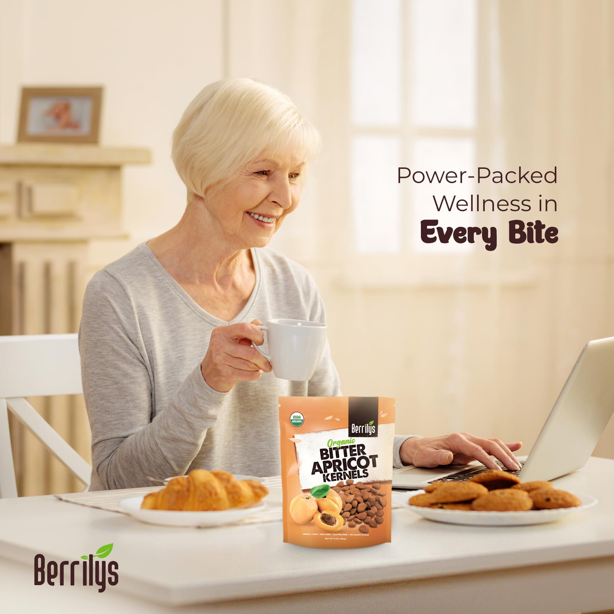 Berrilys Bitter Apricot Kernels, USDA Organic, Natural Bitter Apricot Seeds, 10 oz, Vegan, Non-GMO, Gluten Free
