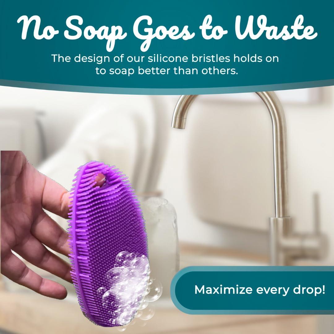 Asiopphire Silicone Sponge Dish Scrubber - Food Grade Silicone Dish Scrubber and Housecleaning - BPA Free Silicone Kitchen Scrubber [4 Pack Ovals]