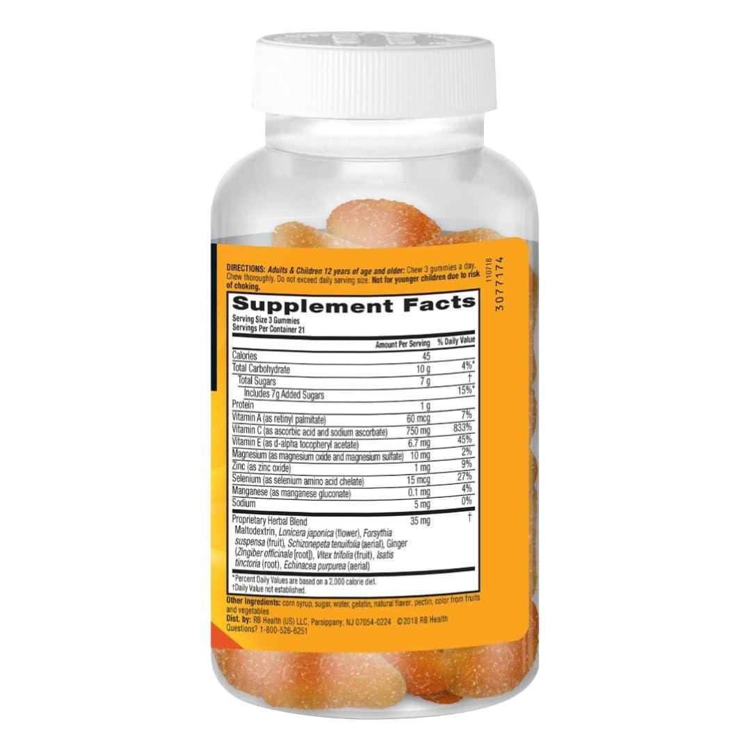 Airborne Airborne 750mg Vitamin C Immune Support Supplement Gummies for Adults, Zesty Orange Flavor, Gluten Free Crafted Blend with Powerful Antioxidants Vitamins A C & E, 63 Gummies (4 Pack)