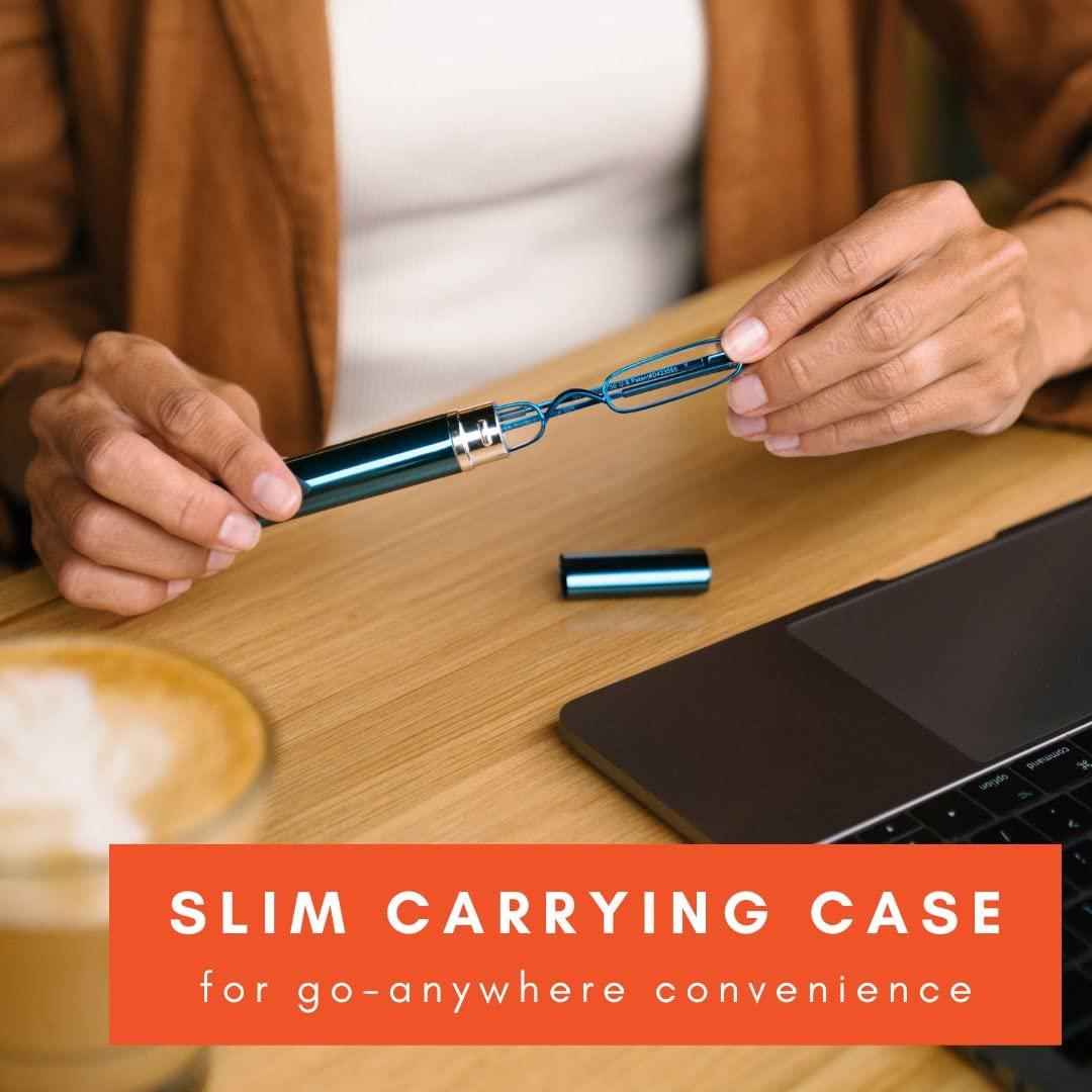 MicroVision Optical MicroVision Optical Original Mini Reader Reading Glasses With Tube Case, Durable Stainless Steel Frame For Women and Men Lightweight & Pocket-Sized Eyeglasses as Seen on Oprah Black, +2.00