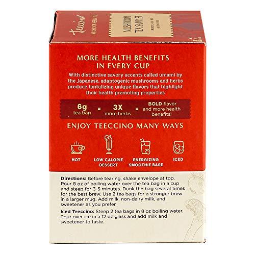 Teeccino Teeccino Mushroom Herbal Tea – Mushroom Adaptogen Tea Sampler – Support Your Health With Mushrooms and Adaptogenic Herbs, Prebiotic, Caffeine Free, Acid Free, 12 Tea Bags