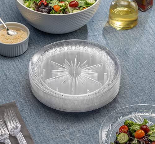 PLASTICPRO PLASTICPRO 10\'\' inch Premium Extra large Heavy Weight Crystal Clear Disposable Plastic Dinnerware Party Plates or Platter Pack of 40
