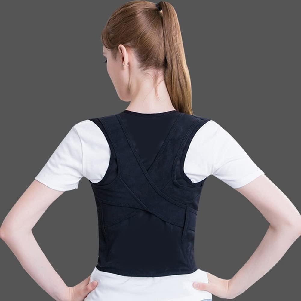 SJHY Posture Corrector Adjustable Upper Back Brace Breathable Support Straightener Providing Relief from Lumbar Neck Shoulder Clavicle Back Women Men Back Posture (Color : Black, Size : XXX-Large)