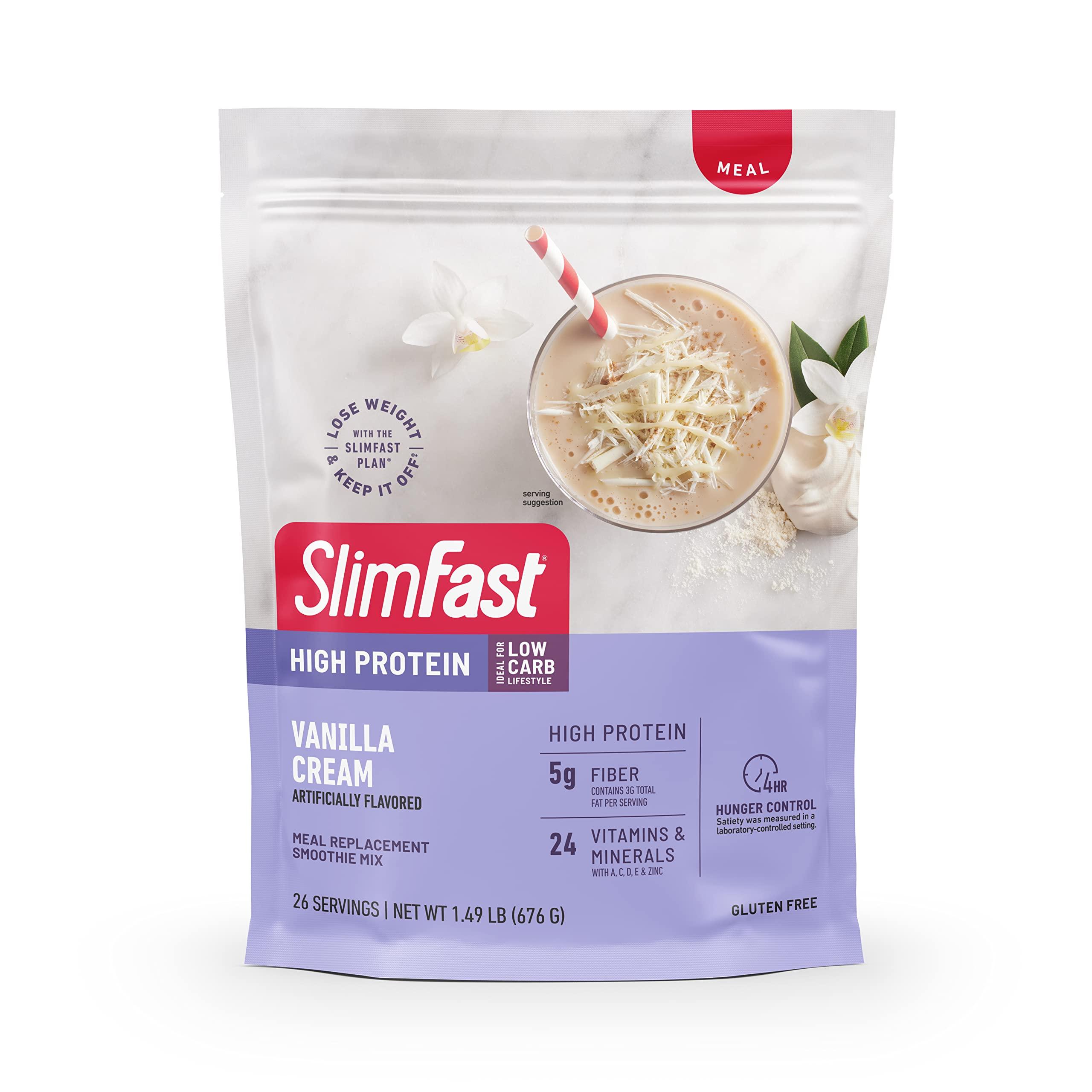 SlimFast SlimFast High Protein Vanilla Bundle- 12 Count of Vanilla High Protein Meal Replacement Shakes (20g Protein) with 26 Servings of Vanilla High Protein Powder Mix (20g Protein)