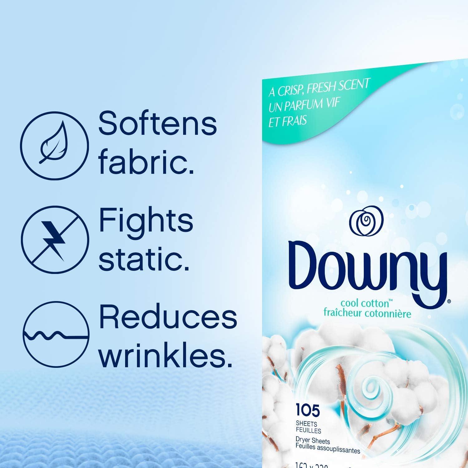 Downy Downy Dryer Sheets Laundry Fabric Softener, Cool Cotton, 240 Count