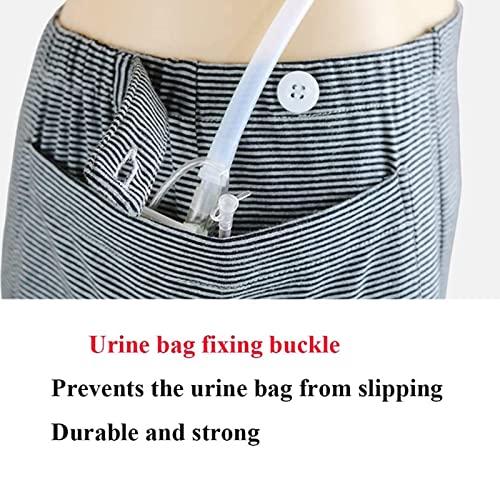 oiakus Catheter Pants, Men Incontinence Care Trousers, Ostomy Drainage Bag Urinate Pants Underwear for Disabled Elderly, Double Pocket Design Healthy Care Clothing