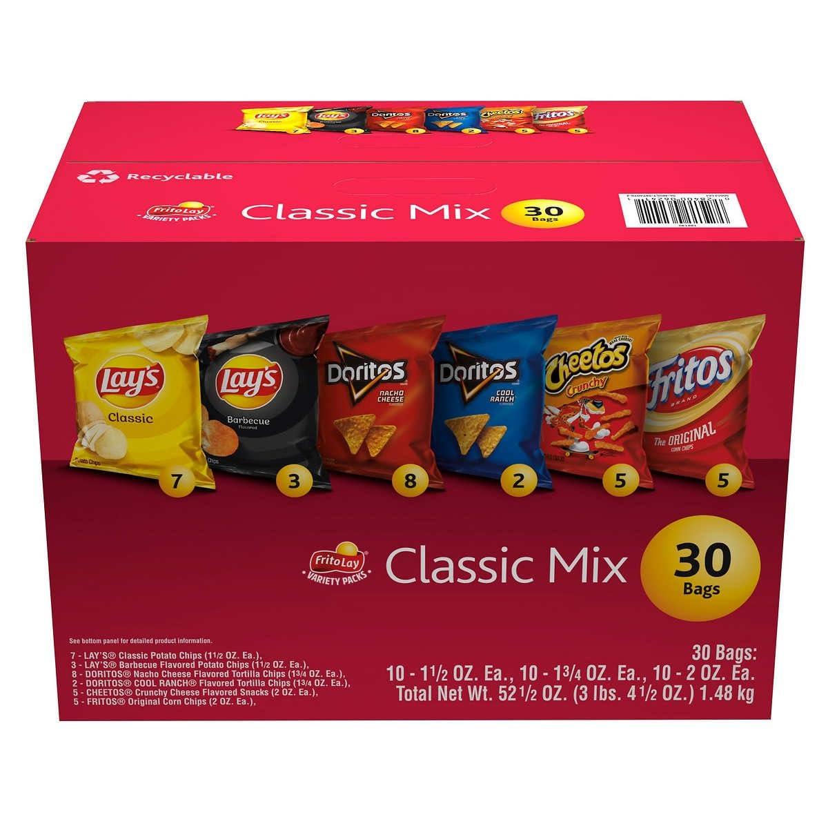 Frito Lay Frito Lay Classic Mix, Variety Pack, 30 Count