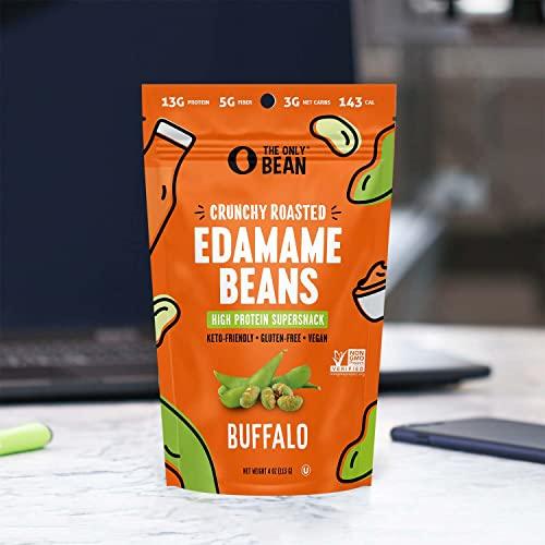The Only Bean The Only Bean - Crunchy Roasted Edamame Beans (Buffalo), Keto Snacks, Healthy Snacks For Adults and Kids, Low Carb High Protein Snacks, Low Calorie Gluten-Free Snack, Vegan Keto Food - 4 oz (3 Pack)