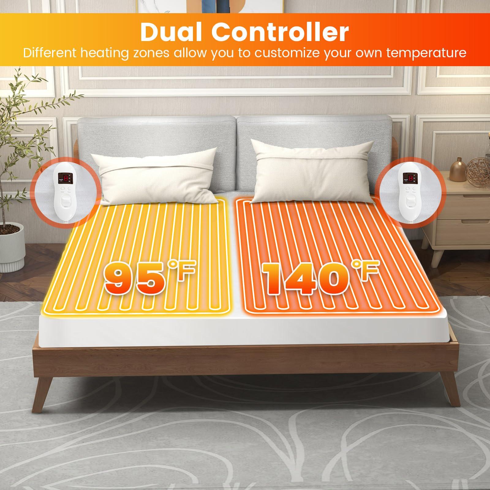 GORELAX GORELAX?Heated Mattress Pad King Size, Electric Mattress Pad Cover with Dual Control, 8 Heating Settings & 4 Auto Shut Off Settings, Bed Warmer with Deep Pocket, Machine Washable, Fits Up to 16 Inch