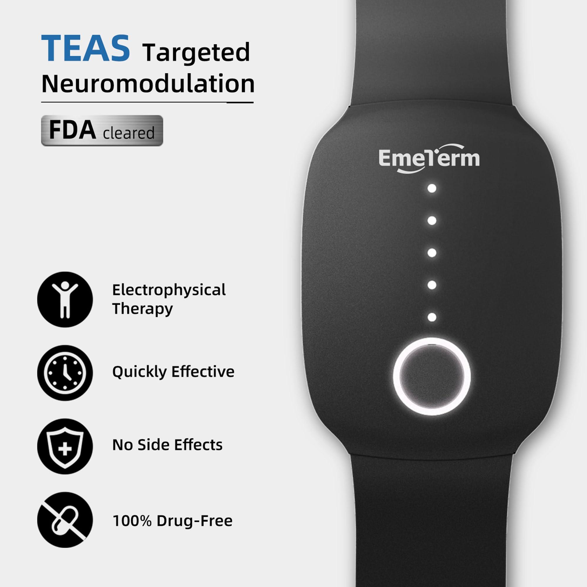EmeTerm EmeTerm Fashion Anti-Nausea Wristband Relieve Morning Motion Travel Sickness Rechargeable Drug Free Bands Without Side Effects - Extra 2pack Conductive Gel (Black - Extra 2pack Conductive Gel)