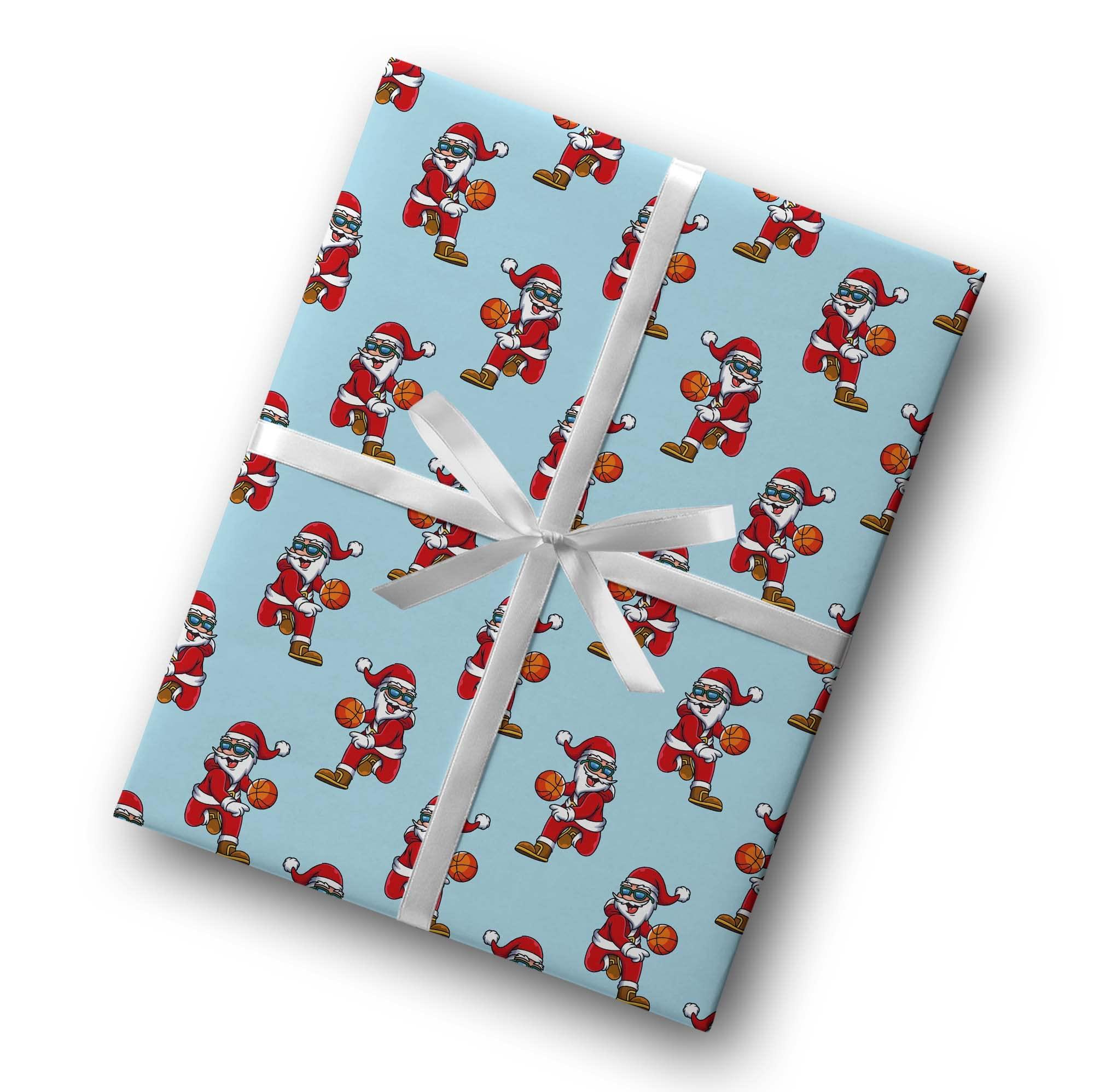 Generic Funny Santa Basketball Gift Wrap Thick Wrapping Paper Bball Christmas Holiday Party Decoration (12 foot x 30 inch roll)