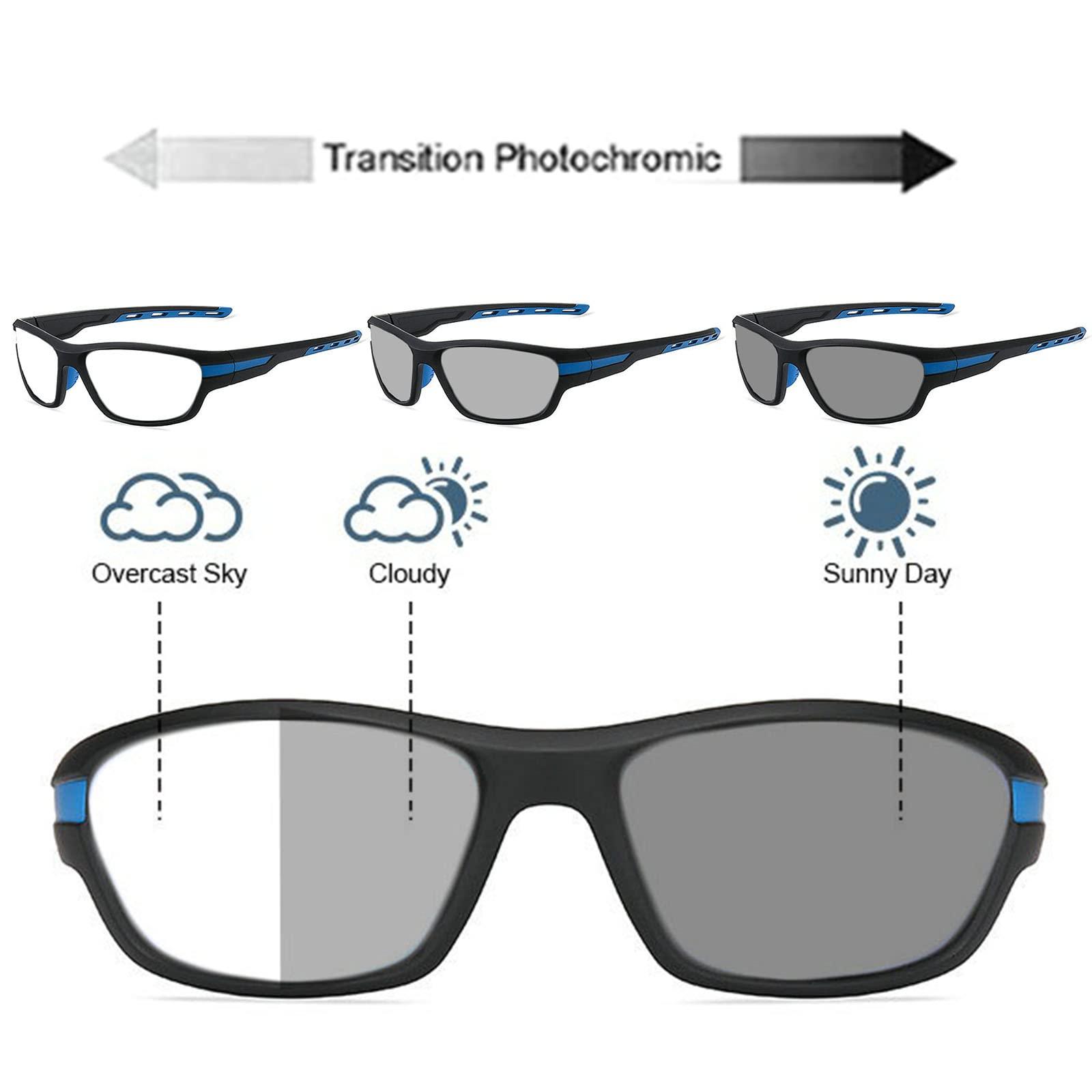 willochra Photochromic Progressive Multifocus Reading glasses Men Outdoor Transition Hyperopia Presbyopia Sports Reader Sunglasses (BLUE, 1.5, multiplier_x)
