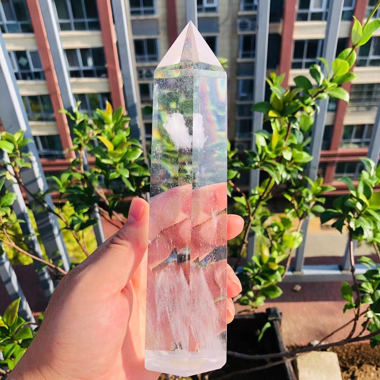 BEINUANCRYSTAL Big Size Clear Melting Stone Quartz Obelisk Crystal Wand Point Healing Fengshui for Home Decoration 1PC (1400g-1600g)
