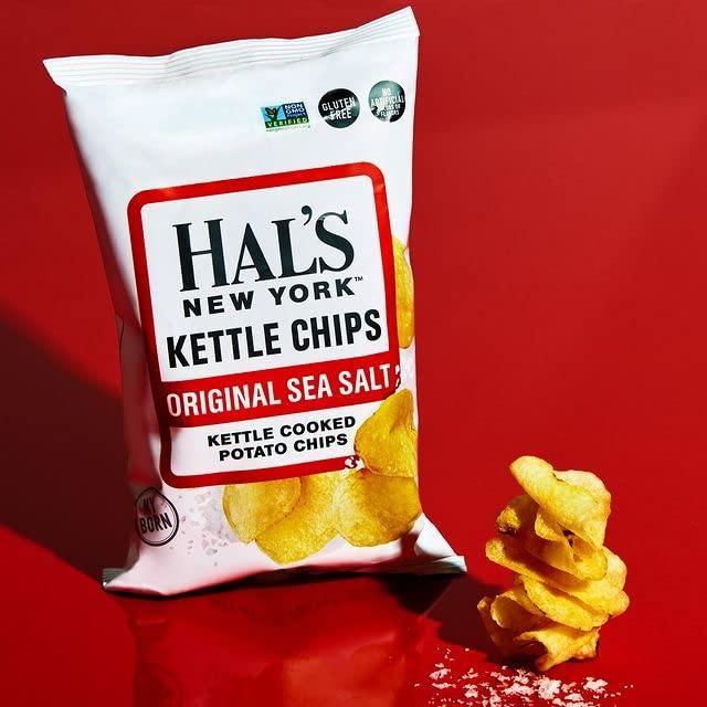 Hal's New York Hal's New York Kettle Cooked Gluten Free Original Sea Salt Salted Potato Chip Crisps, 2 Oz (Pack of 24)