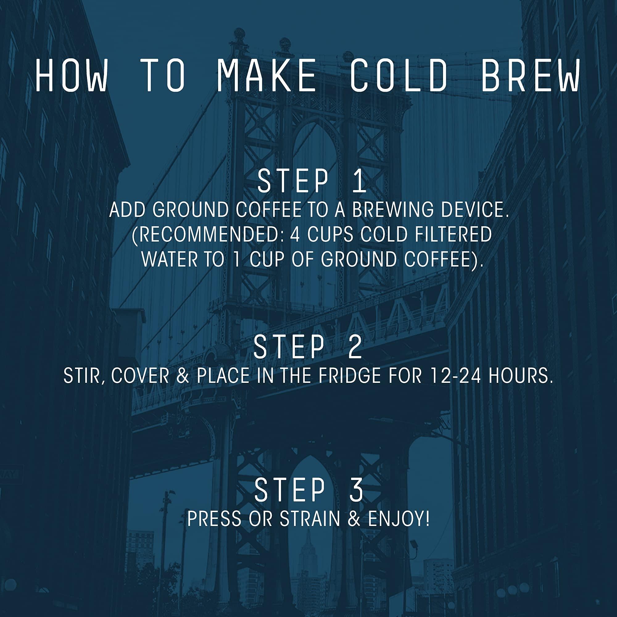 STONE STREET COFFEE COMPANY Stone Street Cold Brew Decaf Coffee, Swiss Water Process, Low Acid, 100% Arabica, Gourmet Coffee, Coarse Ground, Medium Roast, 1 LB