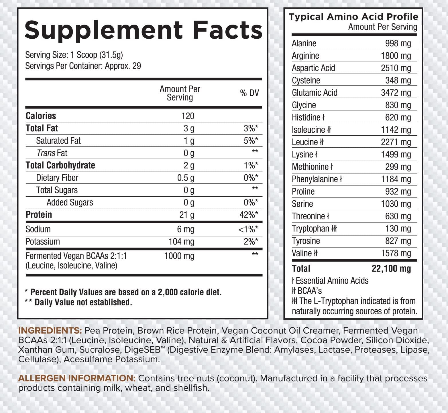 Core Nutritionals Core Nutritionals Platinum Vegan Gourmet Plant-Based Protein Blend with 21Grams of Pea Protein, Lactose, Soy and Gluten Free 29 Servings (Chocolate Brownie Batter)