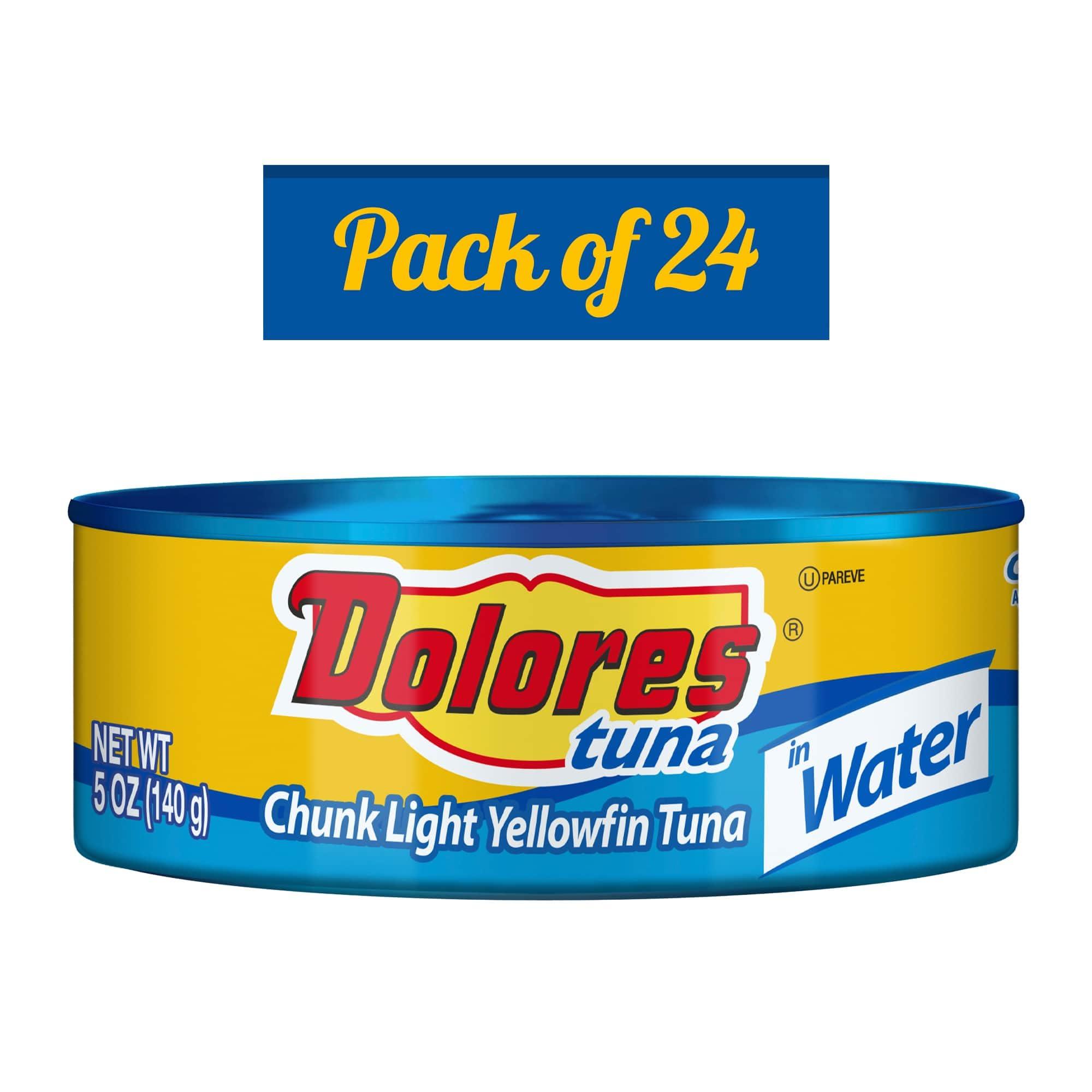 Dolores Dolores Tuna Chunk Light Yellowfin Tuna in Water, 5oz Canned Tuna, 24 Pack