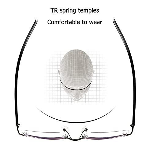 NWB Rimless Reading Glasses Blue Light Blocking for Men,Spring Hinge,Stylish Eyeglasses Anti Eye Strain/Glare/UV