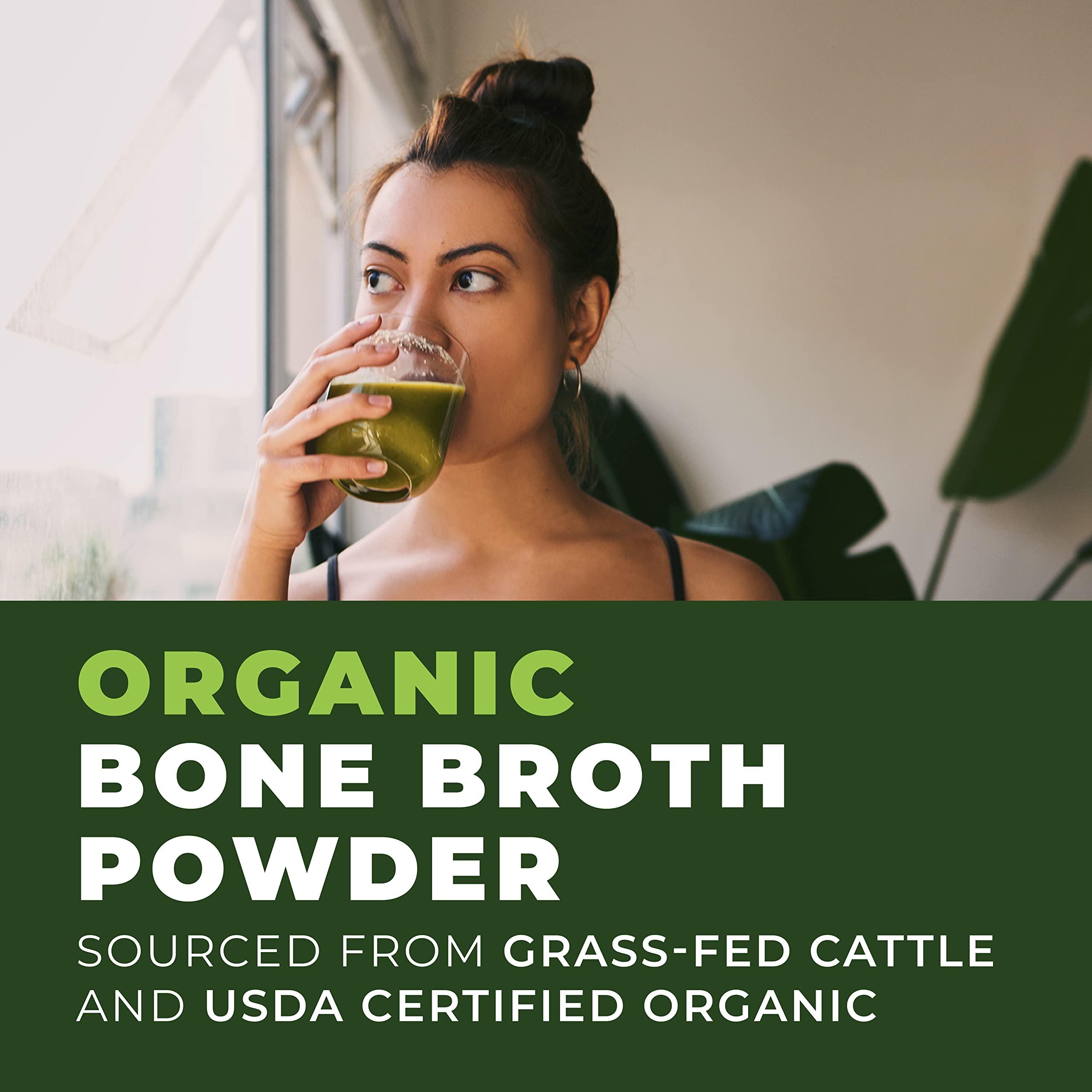 Left Coast Performance 16oz Organic Bone Broth Protein Powder From Grass Fed Beef - USDA Certified Organic, Single Ingredient, Rich in Collagen, Glucosamine, No Additives, Perfect for Carnivore, Paleo, and Keto Diets