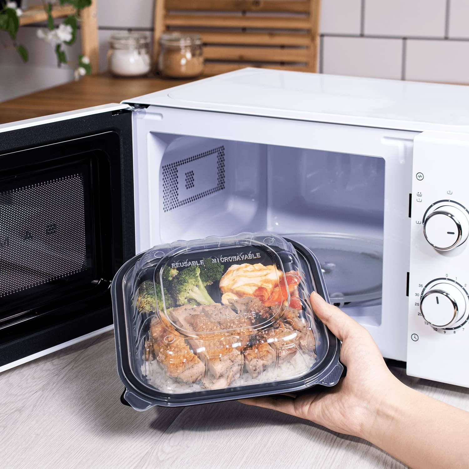 Karat Karat Premium PP Hinged Container, Take Out Food Containers - Case (8\"x8\", 3 compartments)