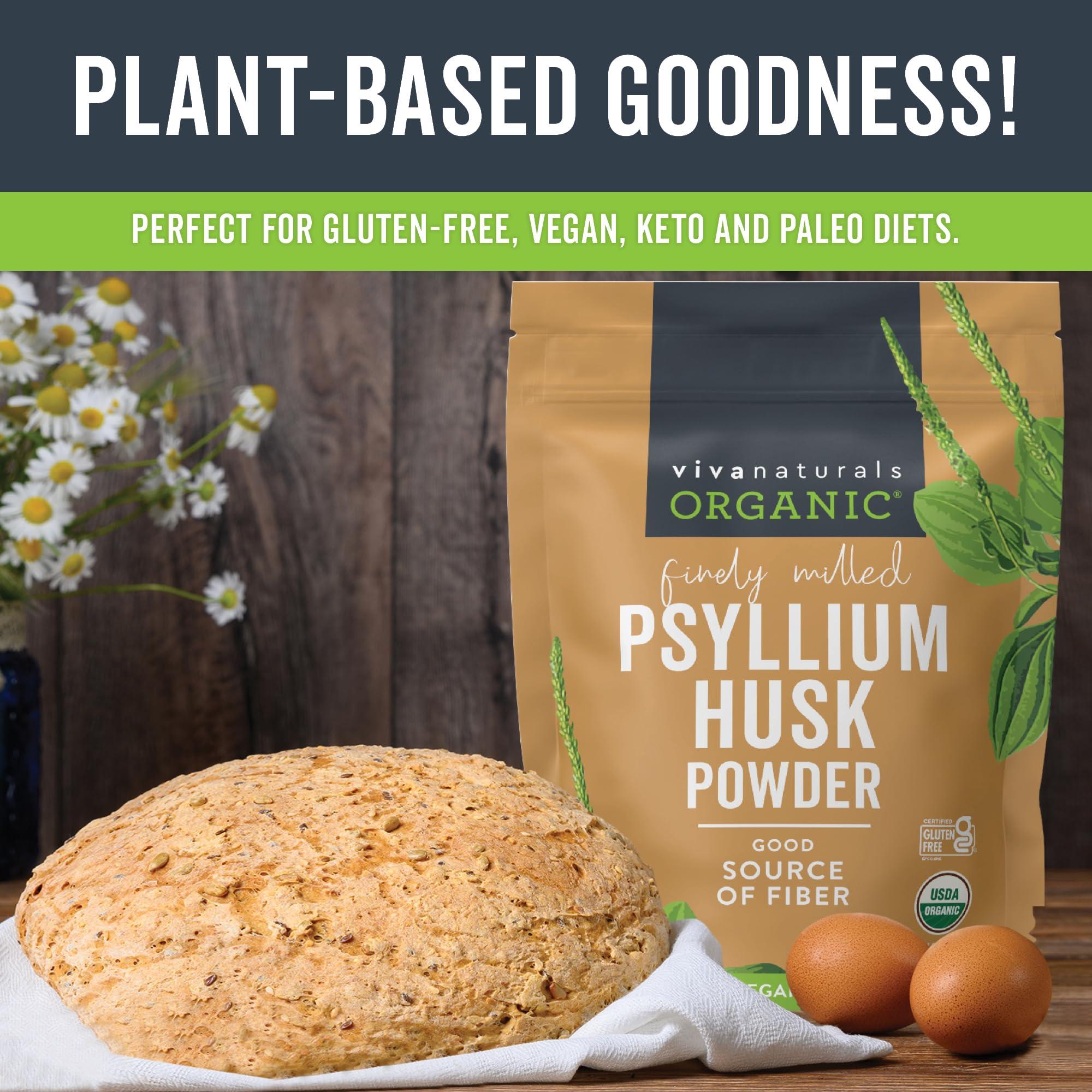 Viva Naturals Viva Naturals Organic Psyllium Husk Powder, 10 oz - Finely Ground, Unflavored Plant Based Superfood - Good Source of Fiber for Gluten-Free Baking, Juices & Smoothies - Certified Vegan, Keto and Paleo