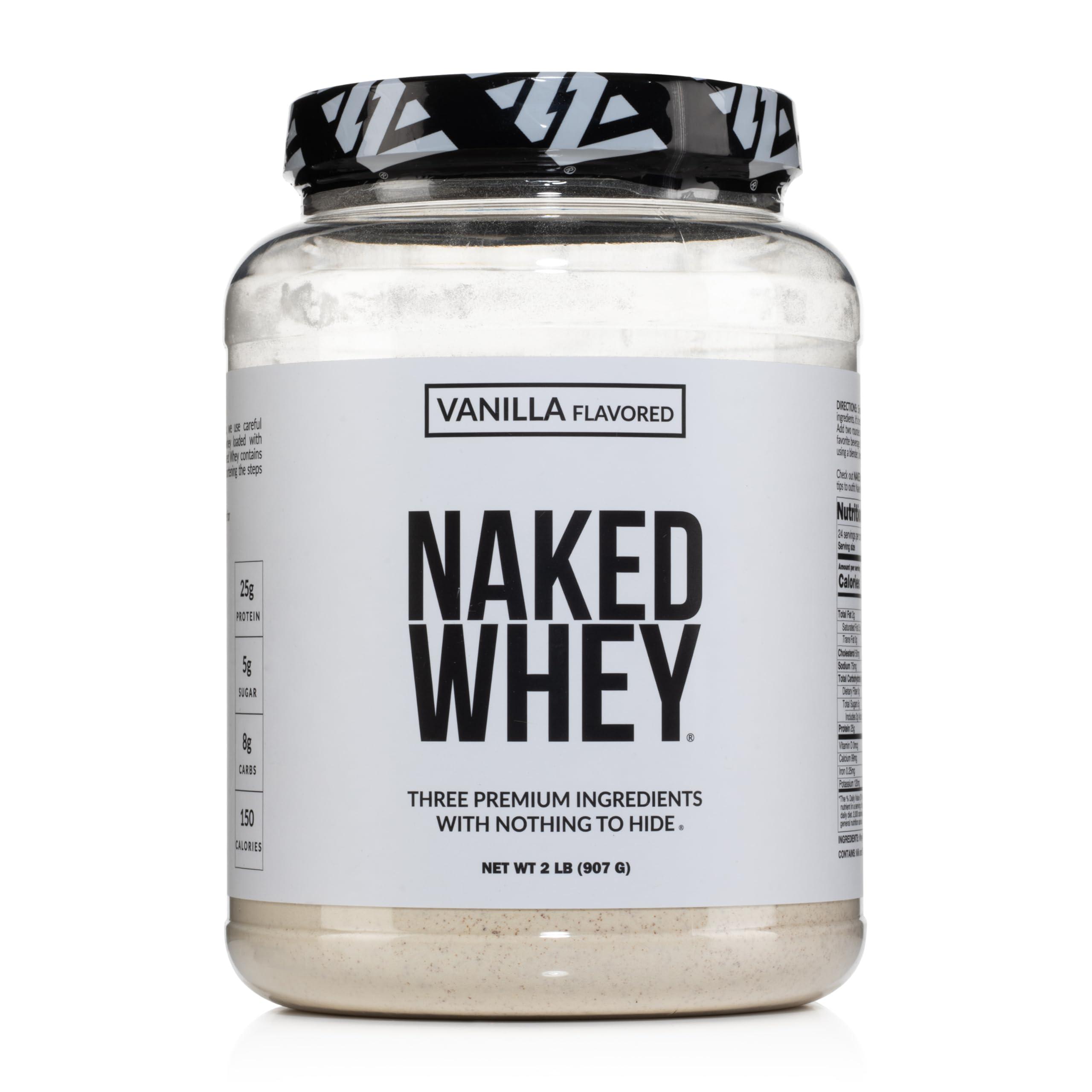 NAKED NAKED Whey Vanilla Protein Powder - Only 3 Ingredients - Grass Fed Whey Protein Powder, Vanilla Flavor, and Organic Coconut Sugar, No GMO, No Soy, and Gluten Free - 24 Servings