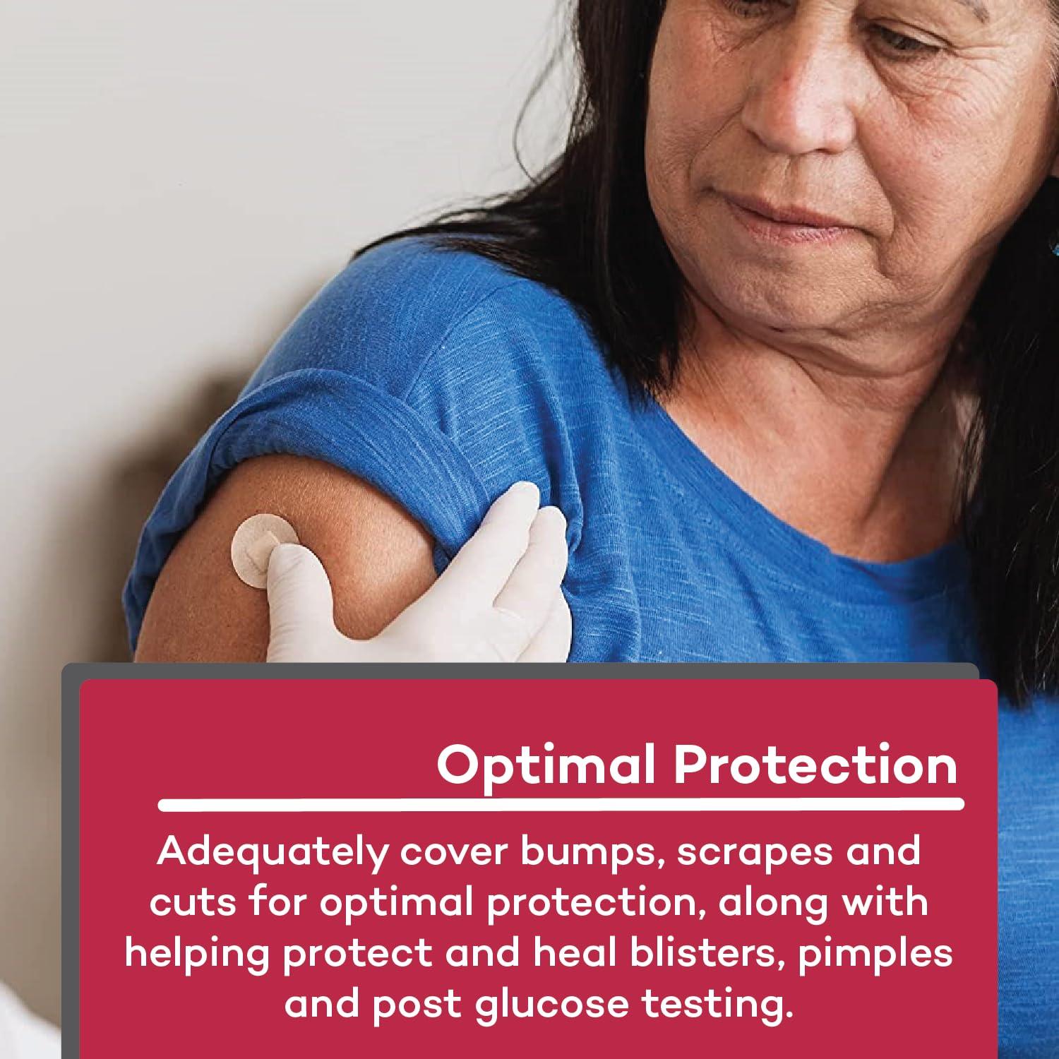 Dealmed Dealmed Sheer Plastic Spot Bandages  7/8 Small Round Sterile Strips, Adhesive Outer with Non-Stick Pad, Latex Free, Wound Care for First Aid Kit, 100 per Box (2 Pack)