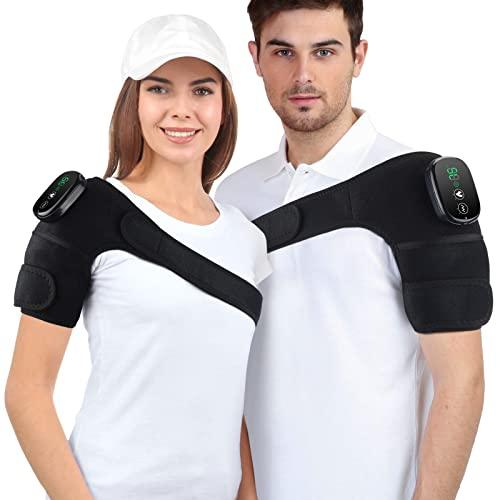 MOAJAZA MOAJAZA Knee Massager with Heat and Vibration, Cordless Knee Heating Pad Shoulder Brace, Heated Knee Elbow Shoulder Brace Wrap for Arthritis (Pack of 2 Black)