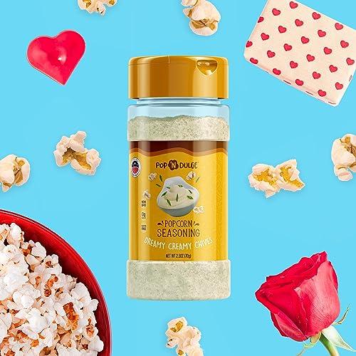 Pop n\' Dulge Popcorn Seasoning Dreamy Creamy Chives Gourmet Popcorn Flavoring Variety Pack, 2.5 Ounce (Pack of 2) Movie Night Supplies