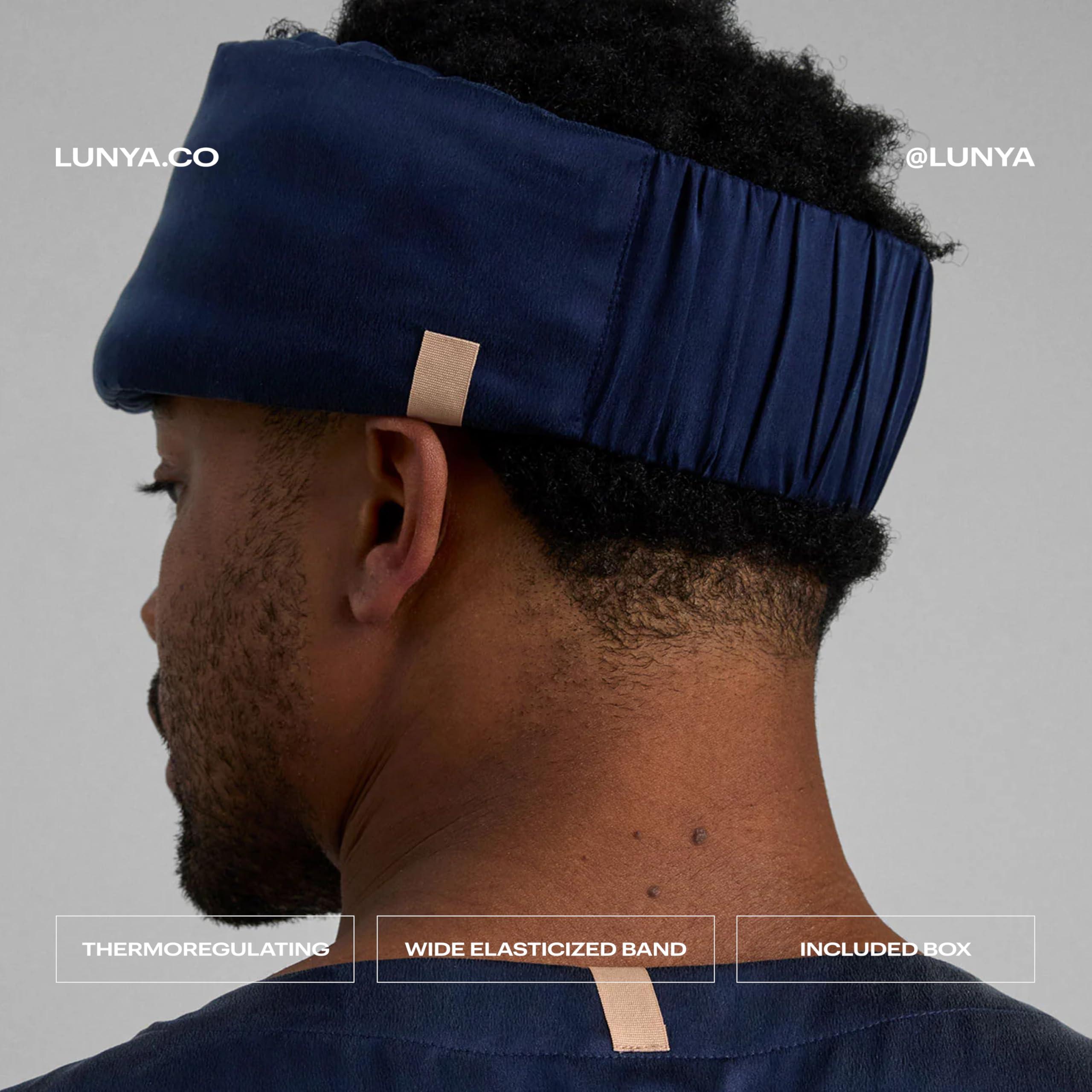 Lunya Lunya Sleep Mask with Box - Washable Silk Sleeping Mask and Headband for Beauty Routines - Thermoregulating Comfort for Restful Nights - Silk Eye Mask for Women - Deep Blue