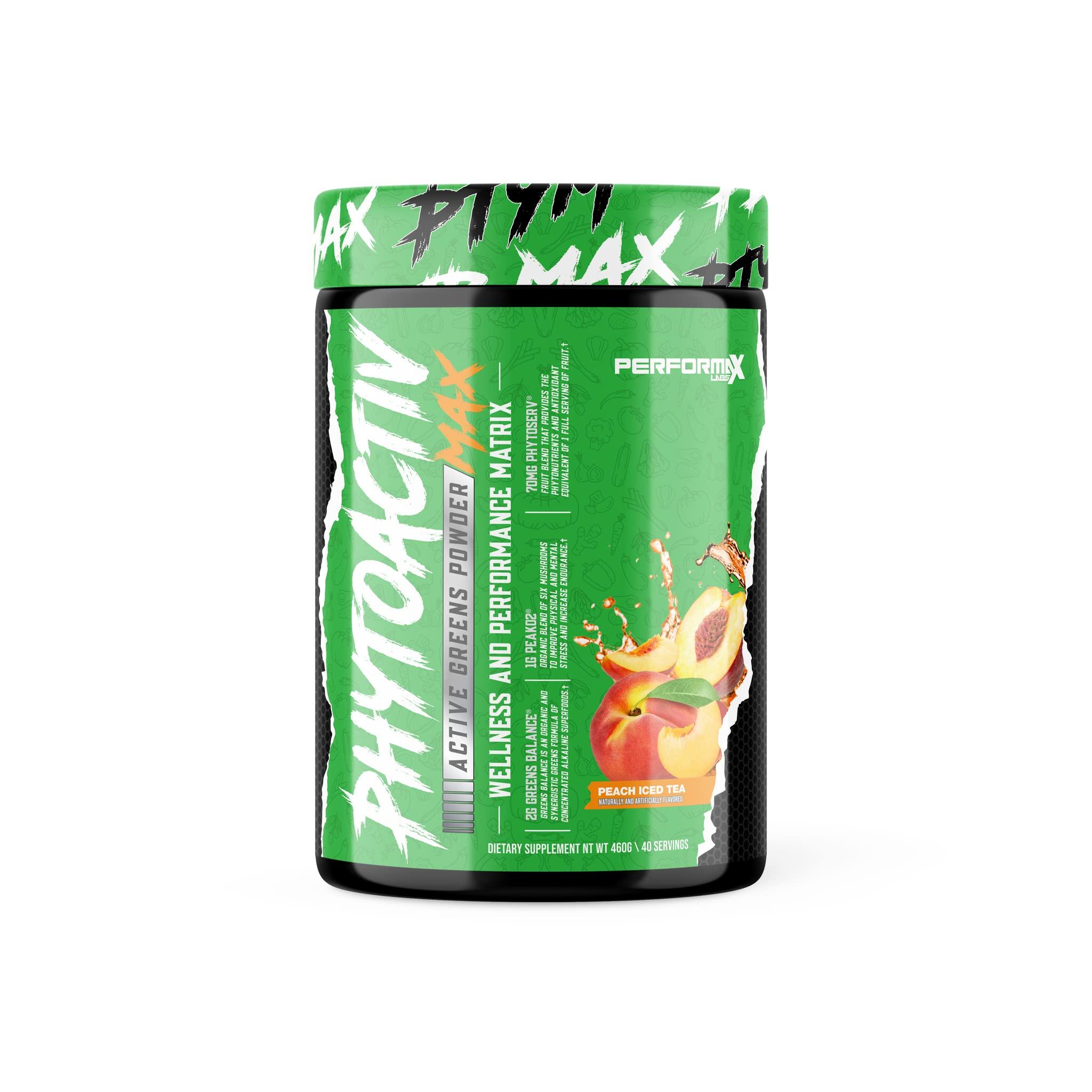 Performax Labs Performax Labs PhytoactivMax Active Greens Powder Wellness and Performance Matrix | Phytonutrients Overall Health | 30 Servings (Peach Iced Tea)