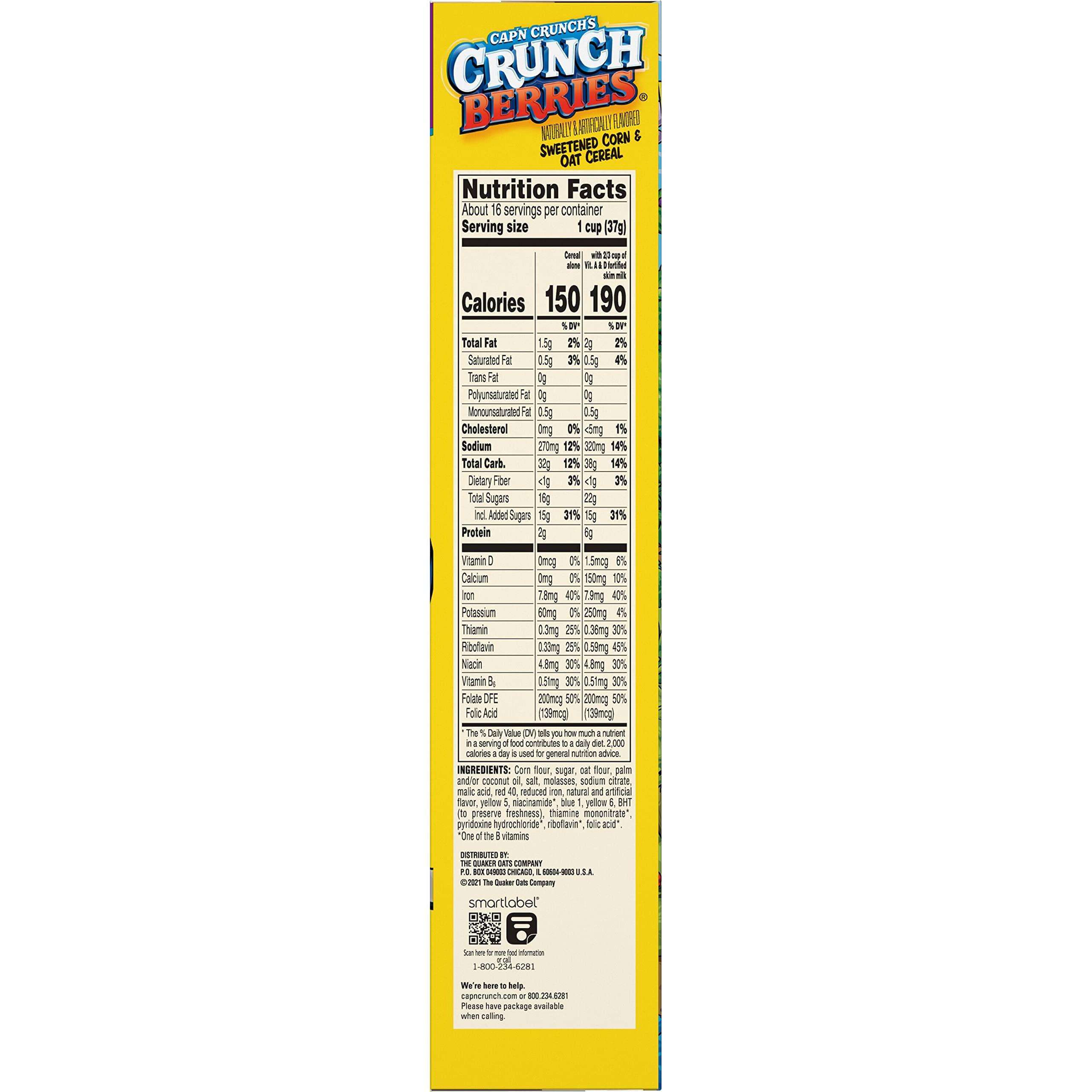 Cap'n Crunch Cap'n Crunch Cereal, Crunch Berries, 20.5oz Box