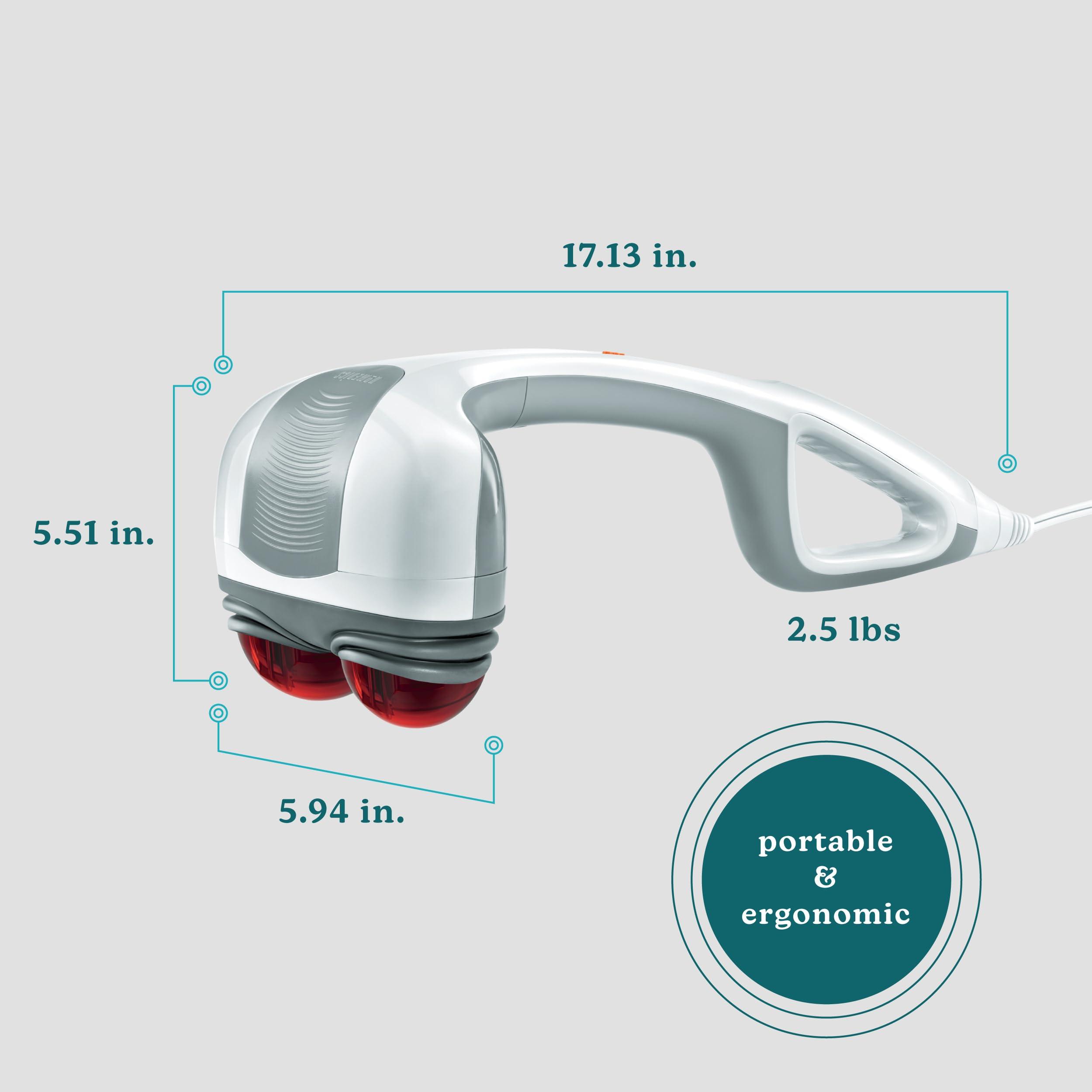 Homedics Homedics Back Massager - Heated Automatic Percussion Back, Body and Neck Massager with Duel Pivoting Heads, Interchangeable Nodes, for Shoulders, Legs and Feet, White