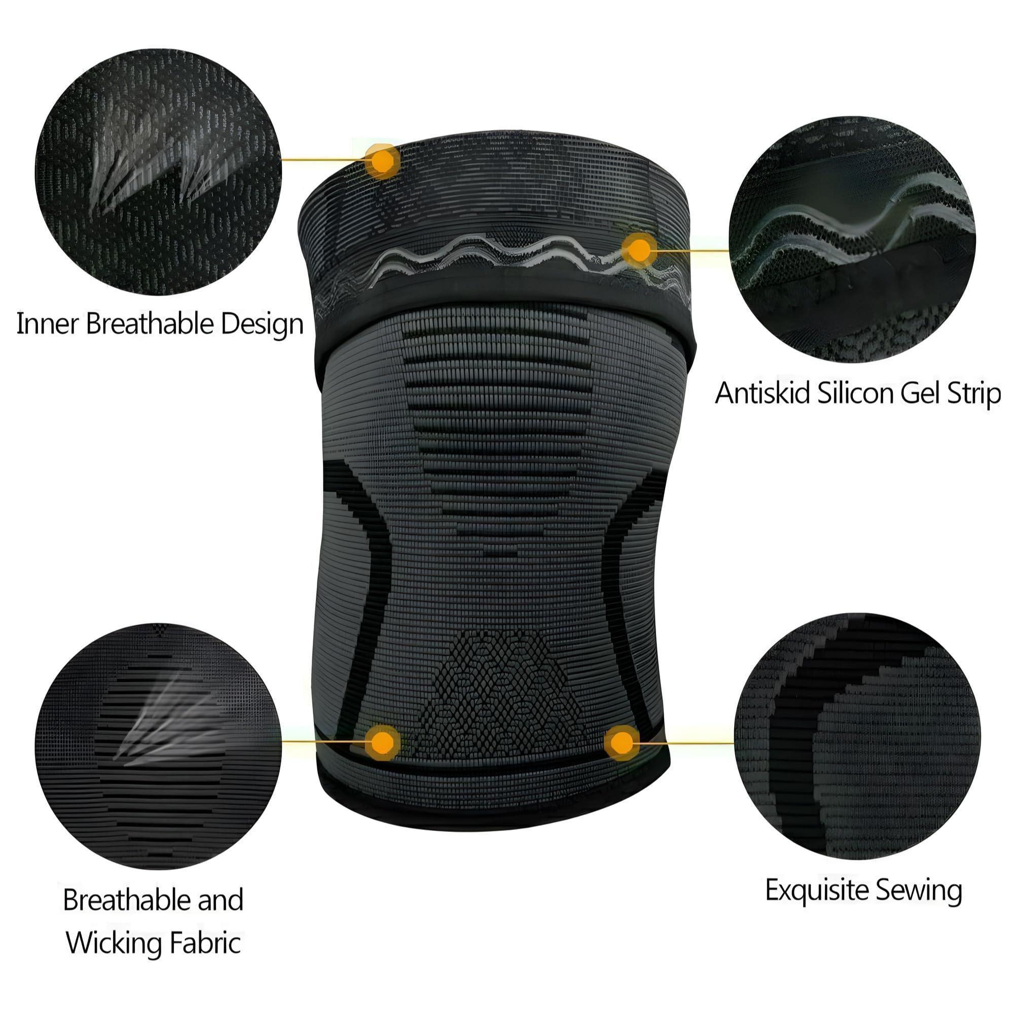 JacobsParts JacobsParts Knee Brace Compression Sleeve Sports Support Arthritis Joint Pain Relief for Basketball, Running, Soccer Unisex, Large