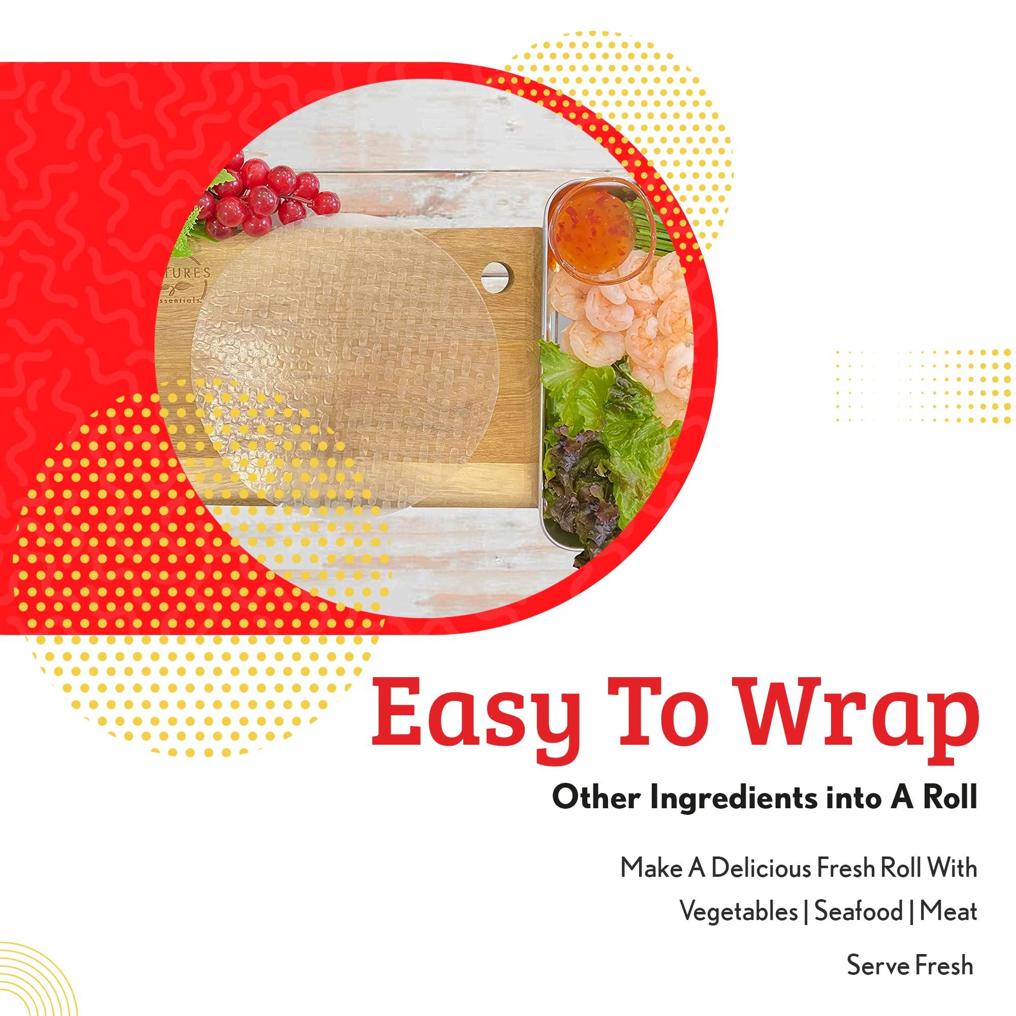 Cathay Cathay Fresh Spring Roll Rice Paper Wrappers, Rice Paper Wrappers for Fresh Rolls-25 Sheets, Non-GMO, Gluten-Free, Low Carb, Vietnamese Summer Wrap with Natural Ingredients, Veggie Wrap