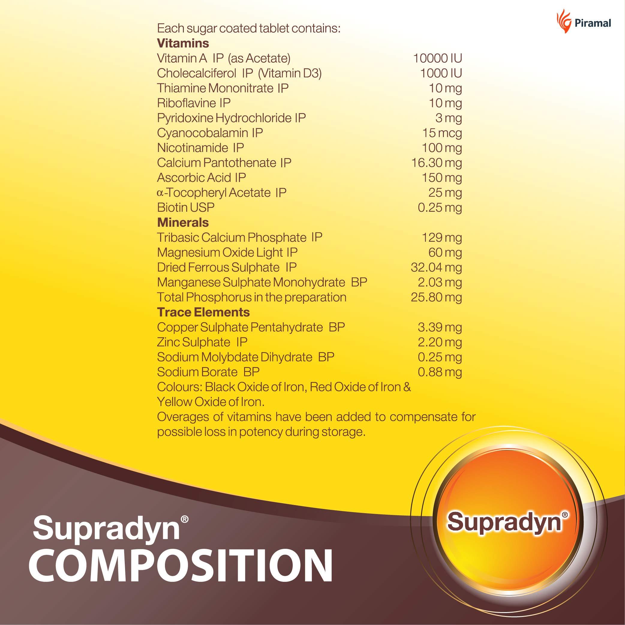 Supradyn Supradyn Multivitamins Tablets With Minerals And Trace Elements, 225 Tablets (15 Strips) Brown