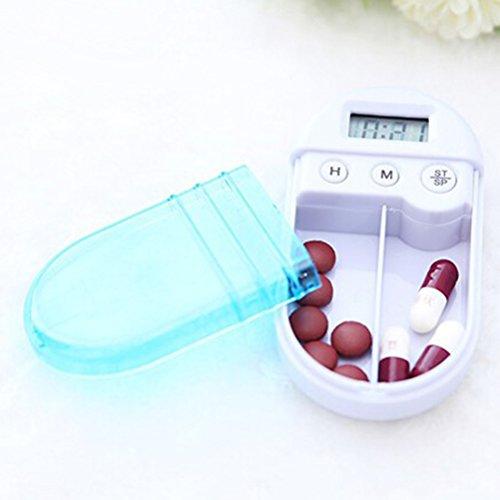 rosenice ROSENICE Portable Electronic Digital Pill Box Timer with Alarm Smart Pill Case Reminder with 2 Compartments