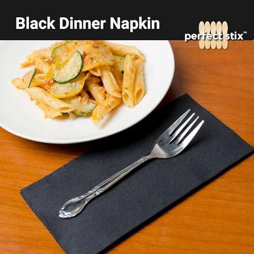 Perfect Stix 2 Ply Black Dinner Napkins-15\" x 17\" -1/8Fold - 125 Count (Pack of 8), Total 1000 Count