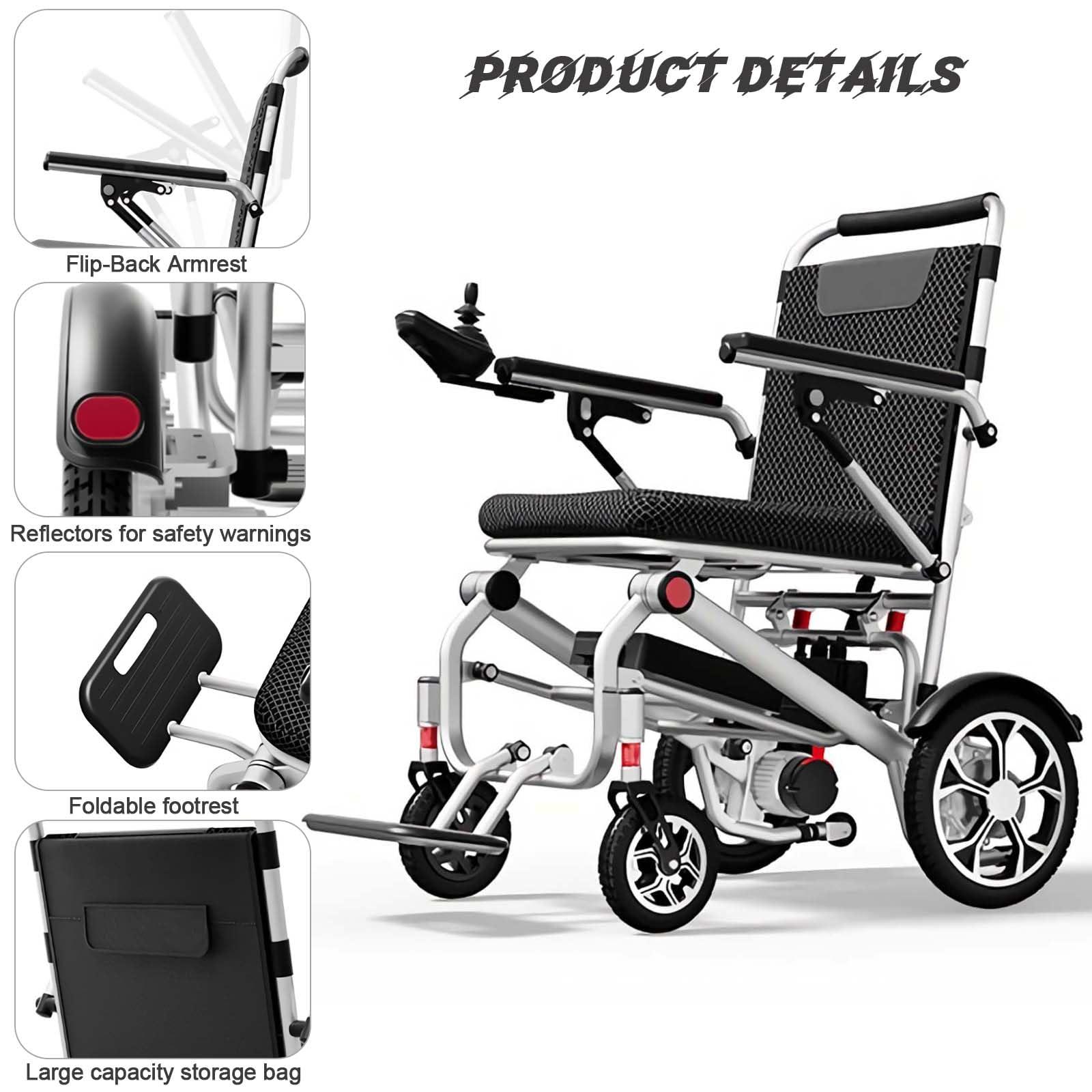 CUIOT CUIOT Lightweight Foldable Electric Wheelchair for Adults & Seniors (Only 32lbs), Intelligent Folding All Terrain Motorized Wheelchairs, 400W Powerful Motor, Long Range-Remote Control Mobility Aid,20A