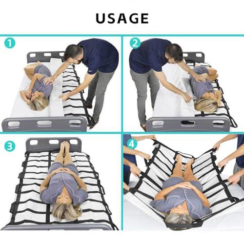 CRAZY ROSA CRAZY ROSA Positioning Bed Pad with 14 Handles, 77x 39\" 600lbs Load-Bearing Patient Transfer Sheet for Lifting & Turning, Elderly Bedridden Patients Transfer Blanket