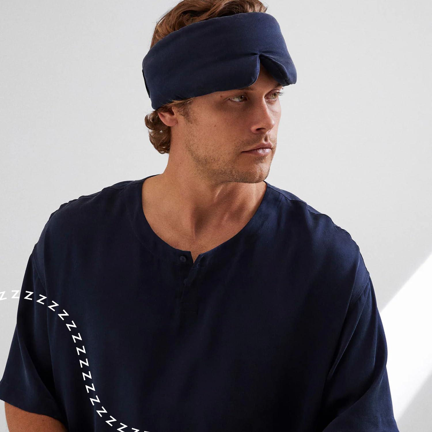 Lunya Lunya Sleep Mask with Box - Washable Silk Sleeping Mask and Headband for Beauty Routines - Thermoregulating Comfort for Restful Nights - Silk Eye Mask for Women - Deep Blue