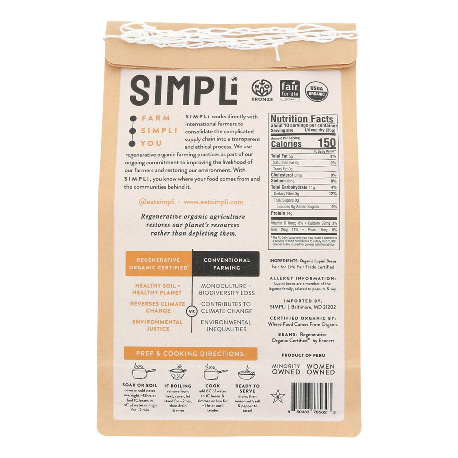 SIMPLi SIMPLi Regenerative Organic Certified Lupini Beans