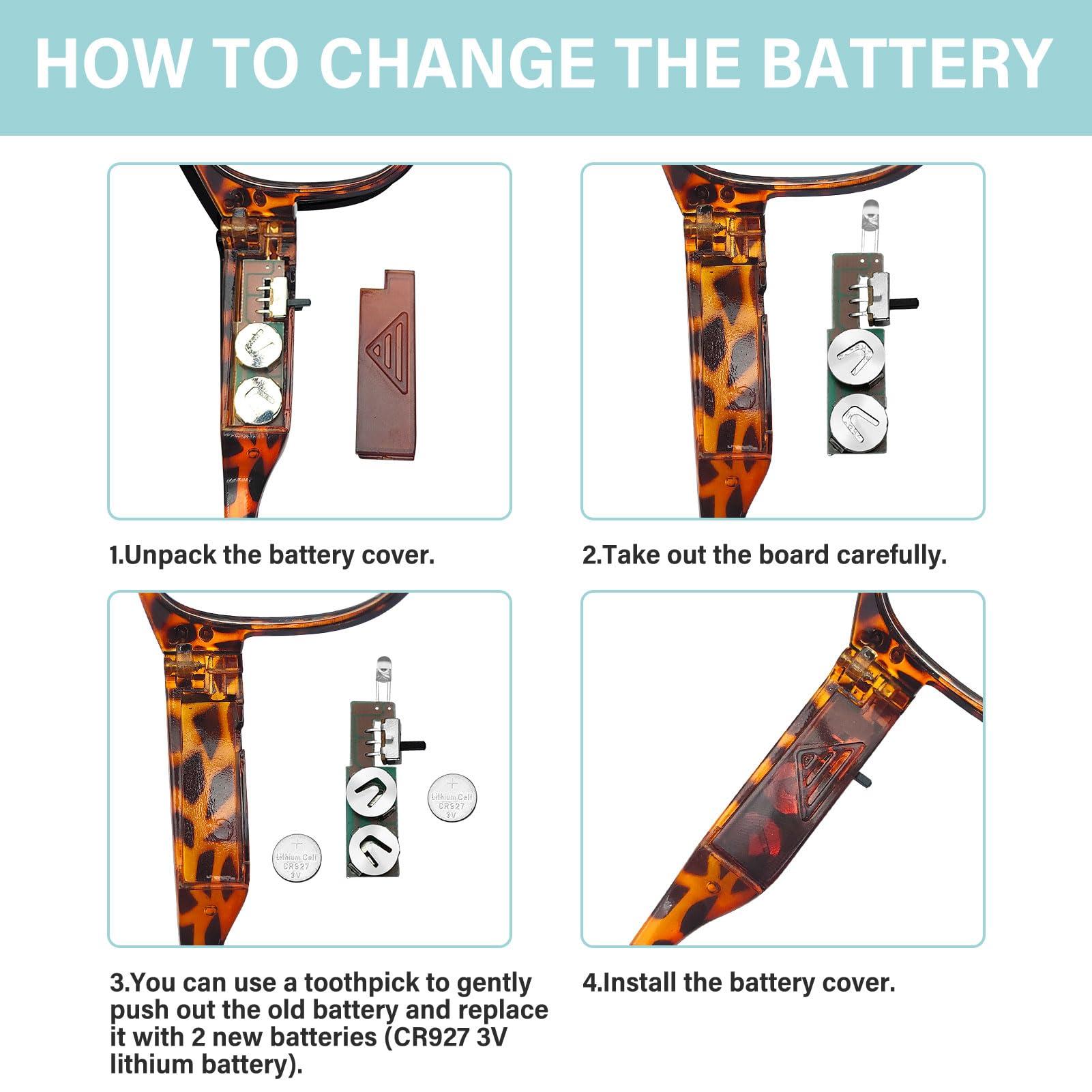 DuanMei 2 Pack Magnifying Glasses with Light Reading Glasses with Lights Bright LED Readers Lighted Reading Glasses Blue Light Blocking Glasses Magnifier Nighttime Reader for Women Men Lighted Eyeglasses+200