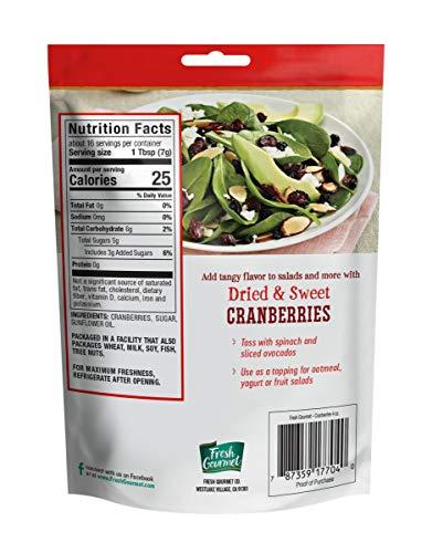 Fresh Gourmet Fresh Gourmet Dried & Sweet Cranberries | 4 Ounce, Pack of 9 | Crunchy Snack and Salad Topper