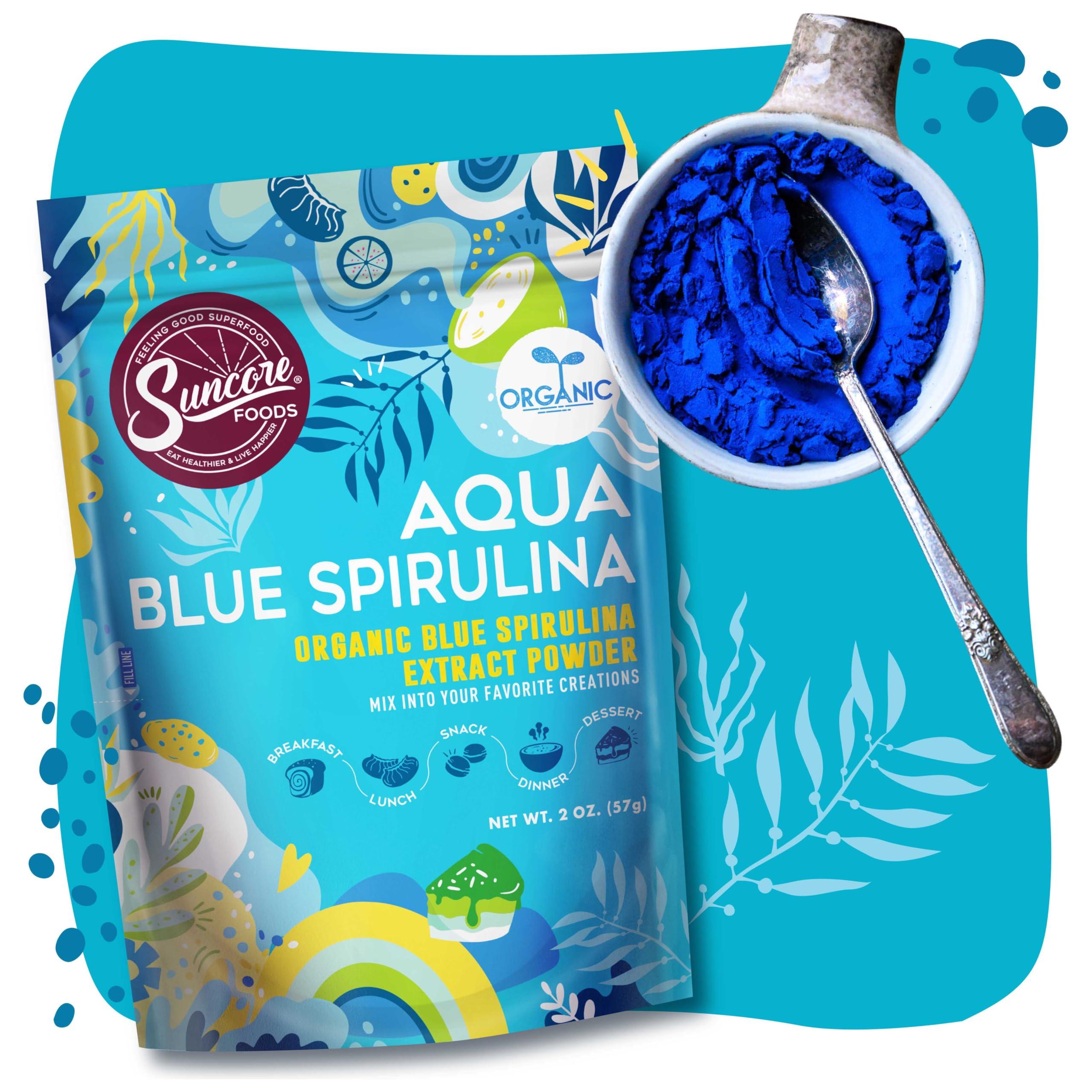 Suncore Foods Suncore Foods Aqua Blue Spirulina Powder, 2 oz (1 Bag), Organic, Gluten-Free, Non-GMO, Plant-Based, Perfect for Food Coloring, Baking, Drinks, Smoothies, and More