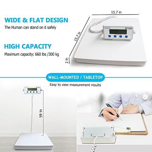 BRMDT BRMDT Digital Scales for Body Weight Heavy Duty for Hospital & Physician Use, Large Digital Display and Base with The Ability to Weigh Up to 660lbs/300kg (White, DT-550)