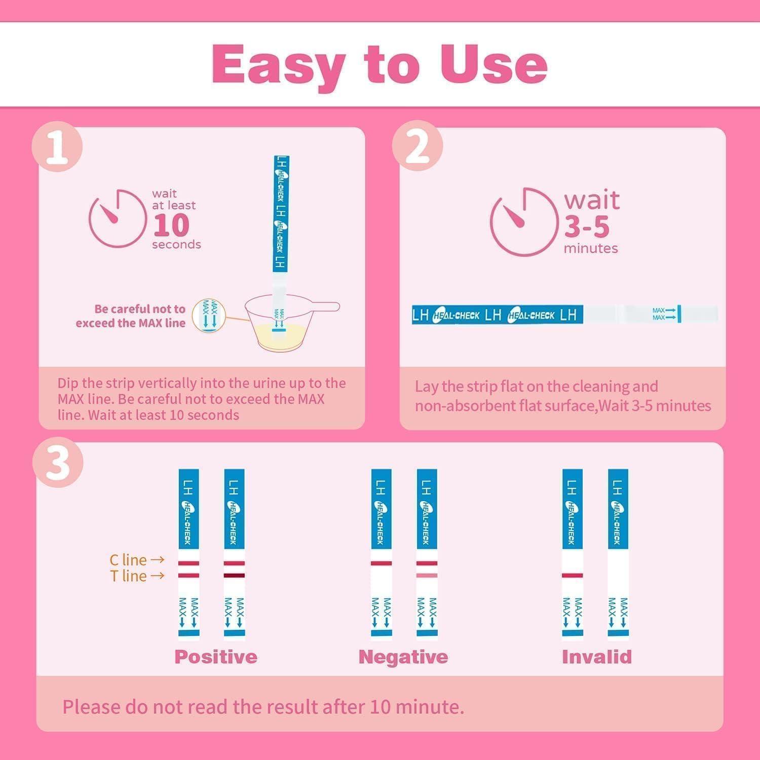 HEAL-CHECK Ovulation Tests, Bulk Ovulation Test Strips for Women, HEAL-CHECK Ovulation Predictor Kit, Accurate Fertility Tests for Home, Individually Wrapped 5mm LH Strips with Cups, FSA HSA Eligible, 40 Count