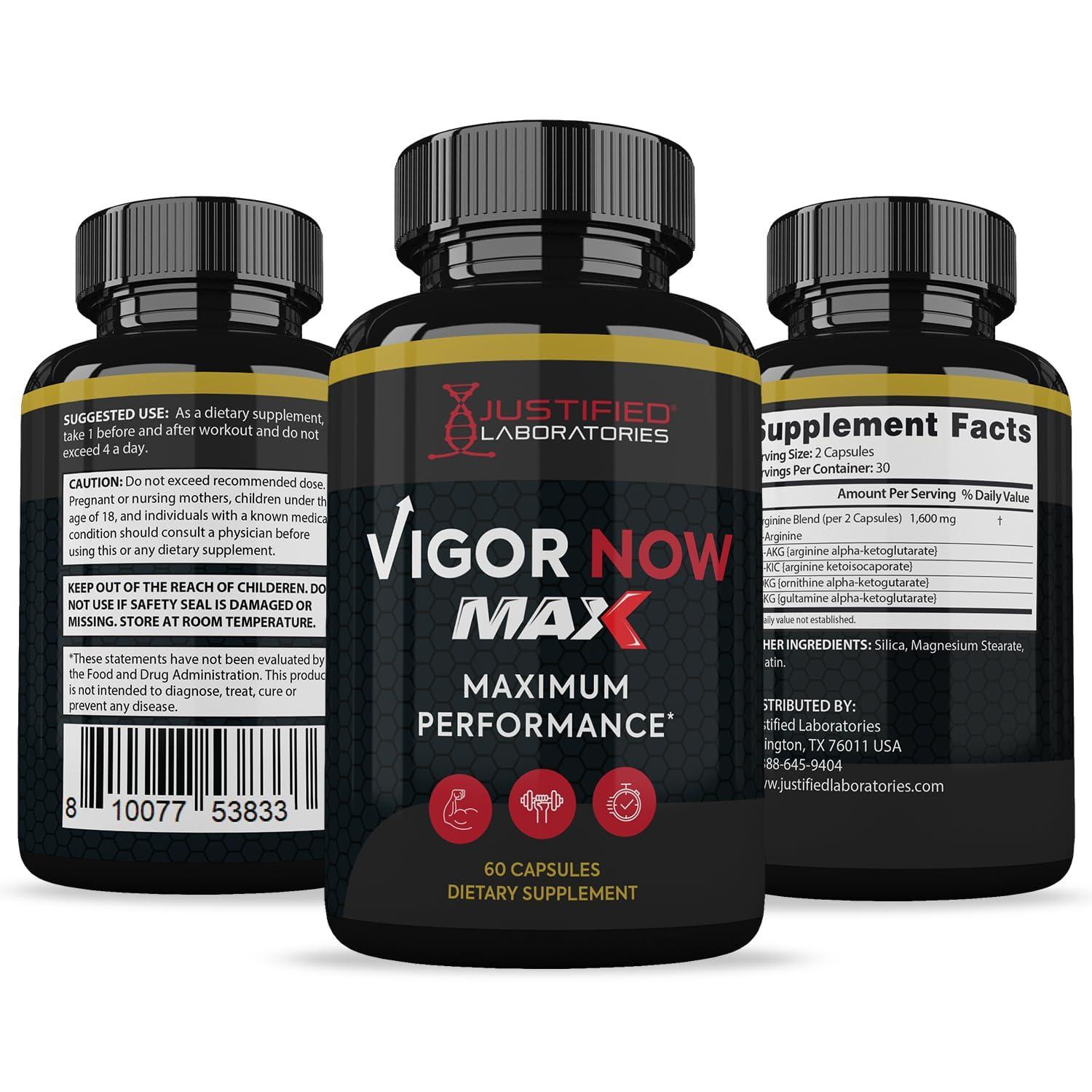 Justified Laboratories (2 Pack) Vigor Now Max 1600MG Advanced Men's Health Formula 120 Capsules