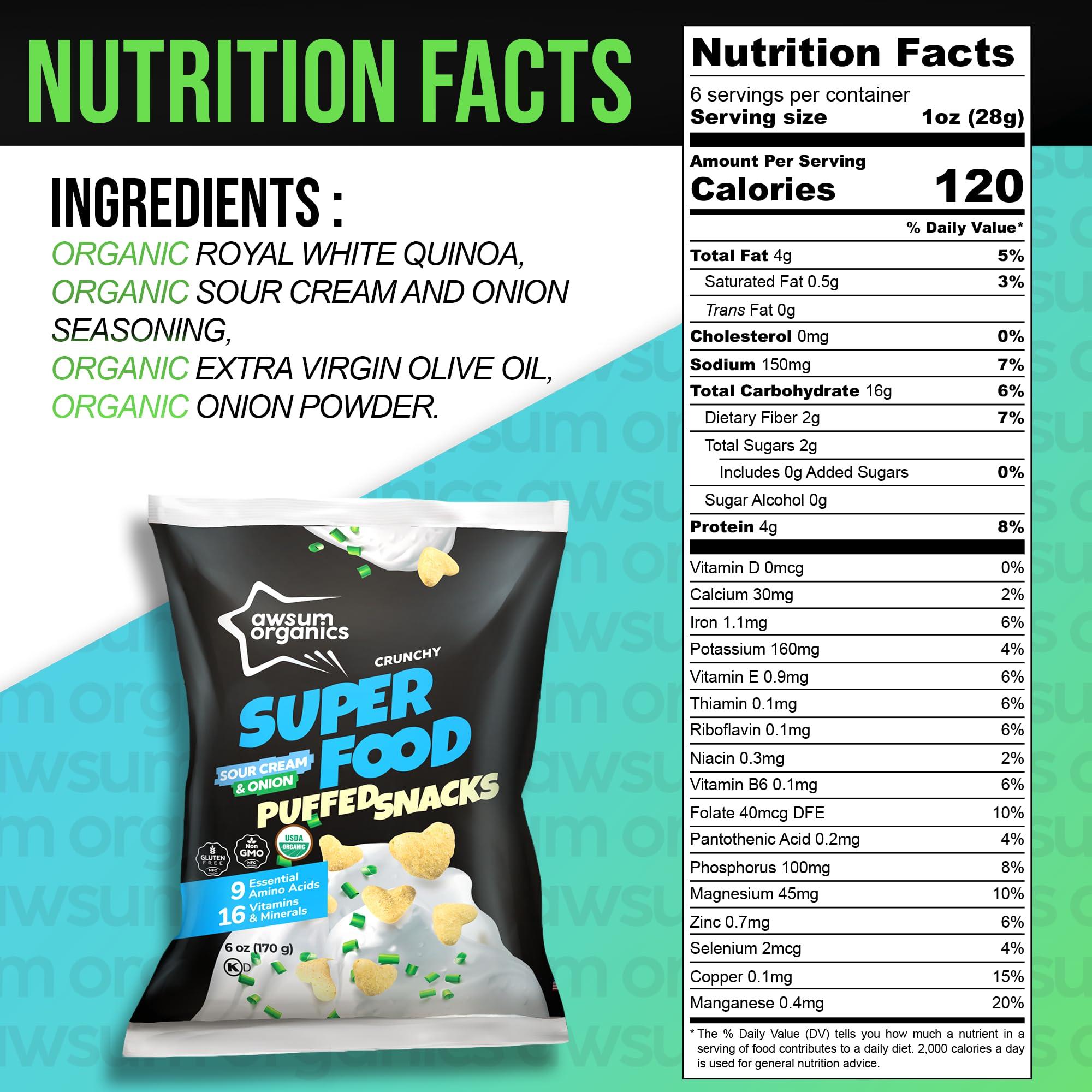 Awsum Organics Awsum Organics Healthy Snacks | Care Package | Snack Box | Grab And Go | Variety Pack | Sour Cream and Onion | Women Men Adult Kids Teens